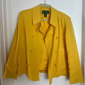 Ralph Lauren Daisy Yellow Double‑Breasted Wool Jacket (Size 12)